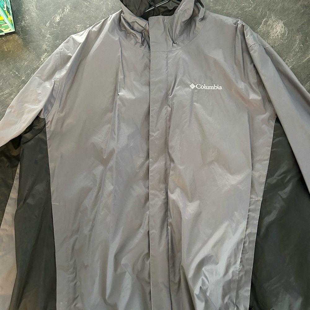 Columbia hooded rain jacket.